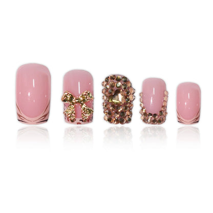 Artistic Rhinestone-Embedded Press-On Nails Acalora