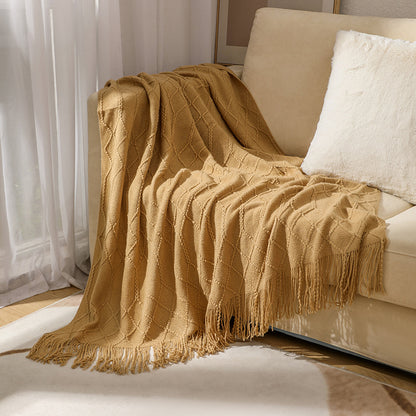 Unisex Textured Knitted Throw Blanket
