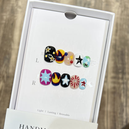 Cosmic-Themed Press-On Nail Art Set Acalora