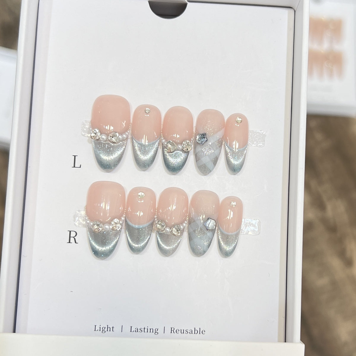 Elegant Reusable French Tip Press-On Nail Set Acalora