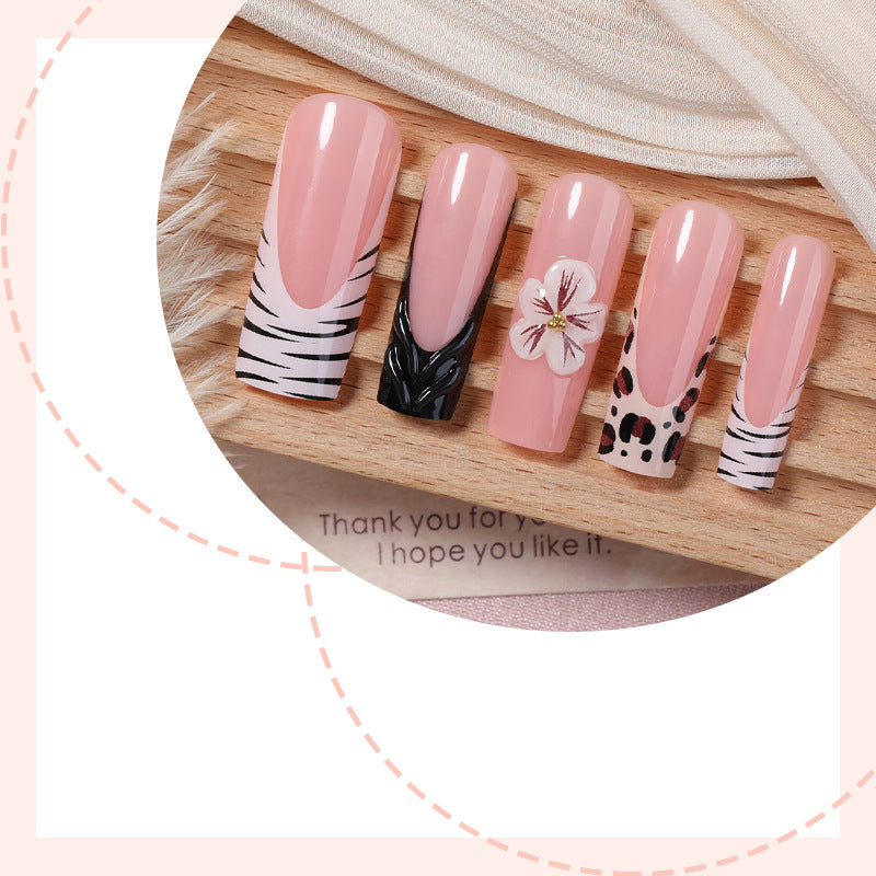 Artistic Nail Art Press-On Set with Floral and Animal Patterns Acalora