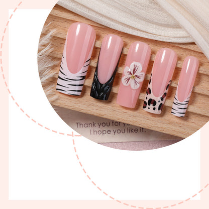 Artistic Nail Art Press-On Set with Floral and Animal Patterns Acalora