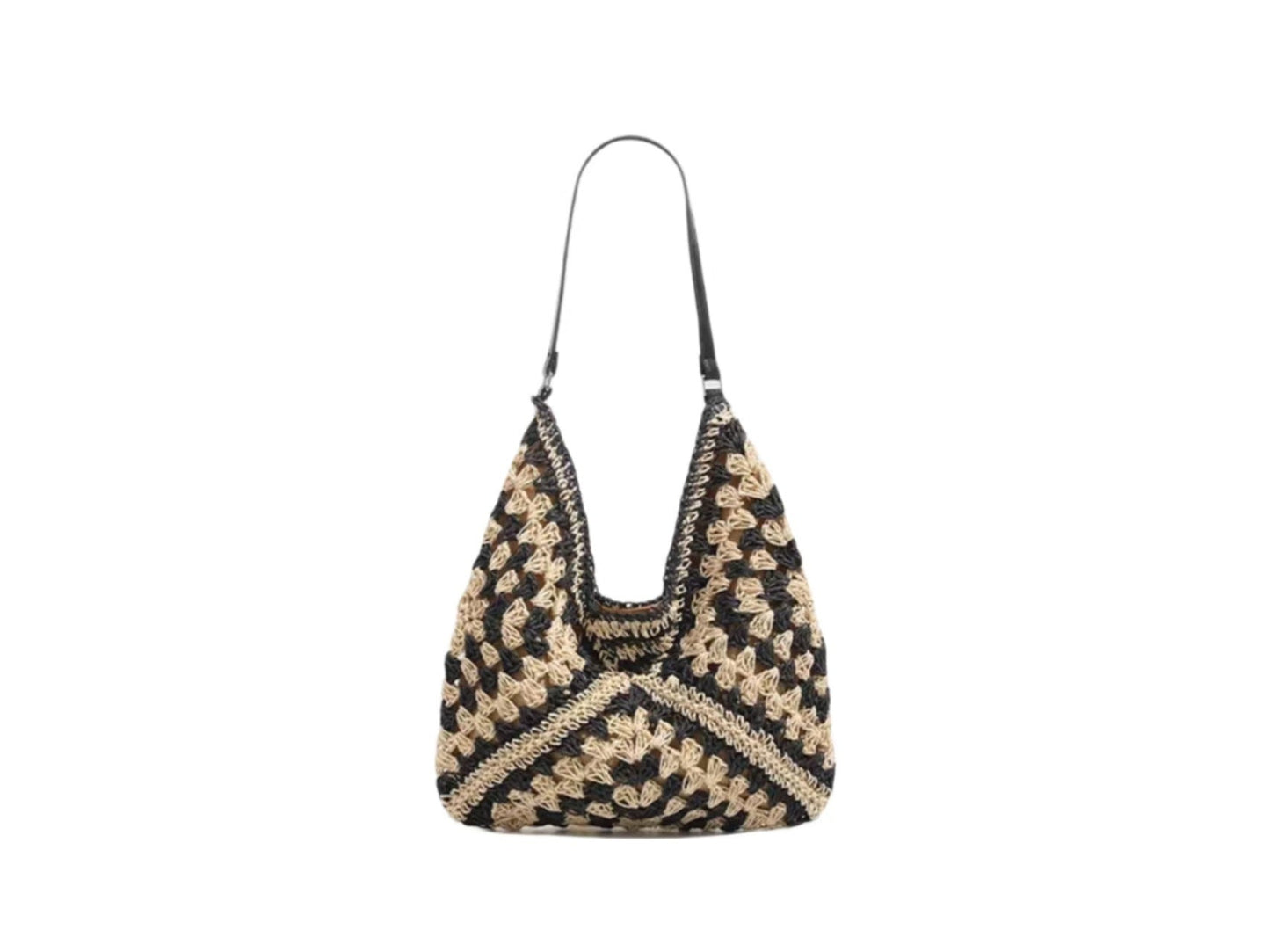 Handbag with artistic macrame design and flexible carrying comfort Skanto