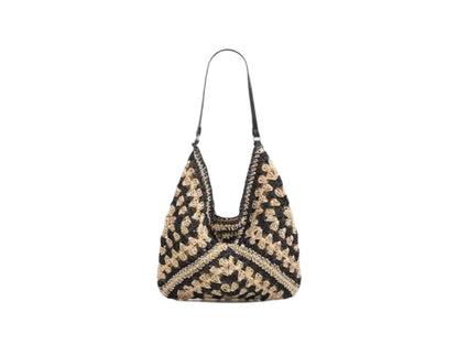 Handbag with artistic macrame design and flexible carrying comfort Skanto