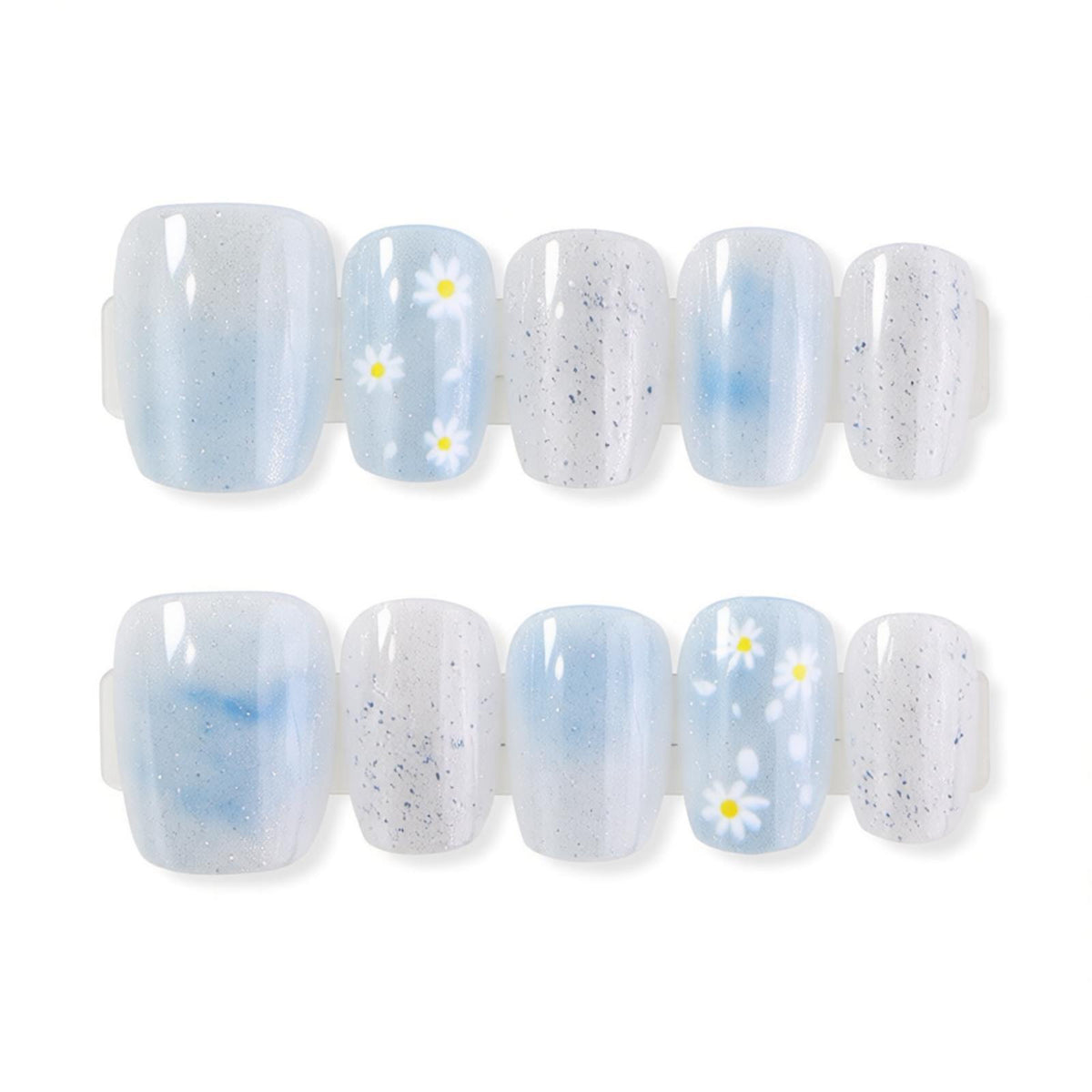 Artistic Press-On Nail Set with Floral Accents Acalora 1788497744