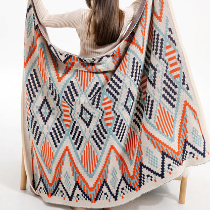 Aztec Patterned Knit Throw Blanket