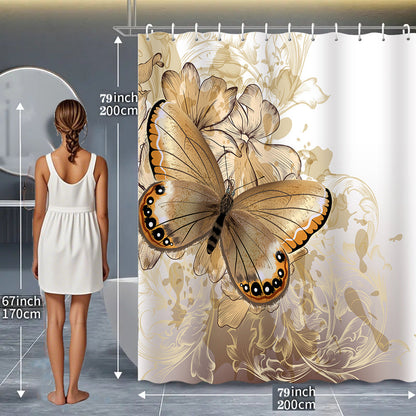 Butterfly-Inspired Floral Shower Curtain
