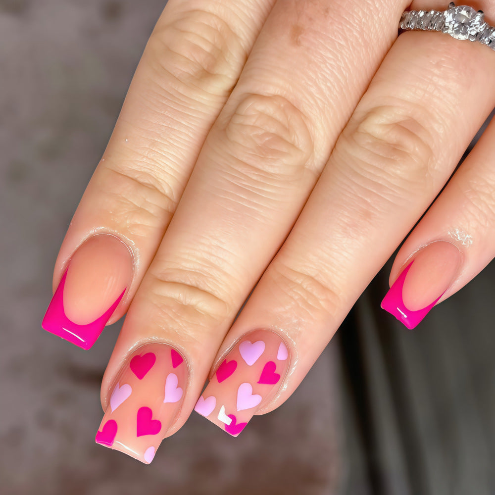 Artificial nails with romantic heart designs Acalora