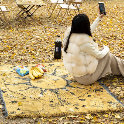 Bohemian Sun-Motif Throw Blanket