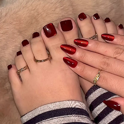 Glossy Press-On Nail Set with Various Shapes Acalora