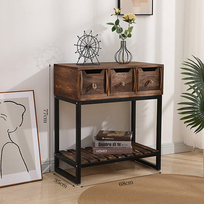 Rustic Wooden Console Table with Storage Acalora