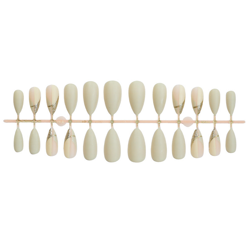 Elegant Press-On Nail Set with Artistic Gold Accents Acalora
