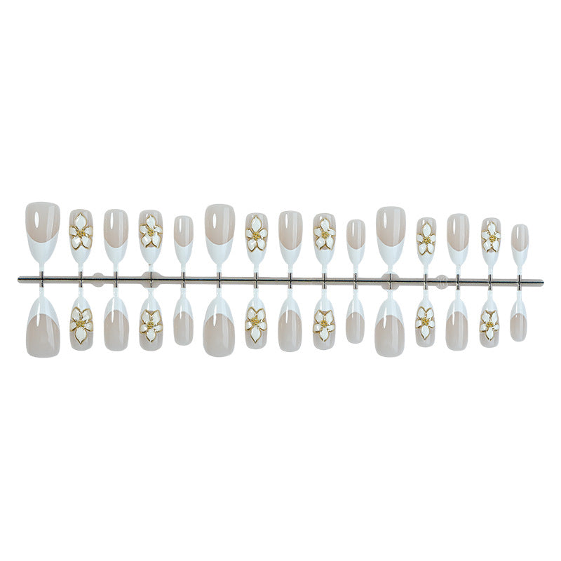 Elegant Floral-Embellished Press-On Nail Set Acalora