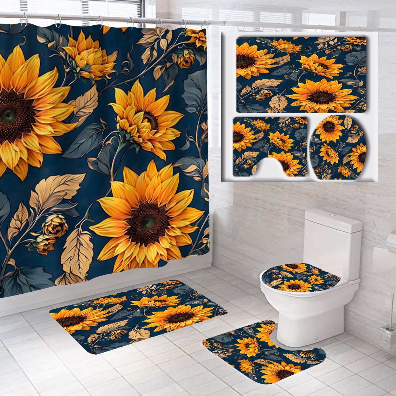 Floral Theme Bathroom Décor Set