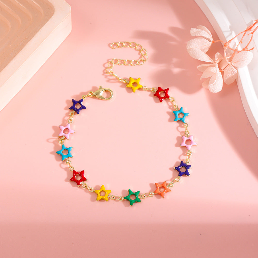 Colorful Star Charm Anklet Acalora 1788164326