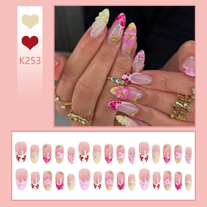Artificial Nail Set with Floral and Glamorous Decorations Acalora