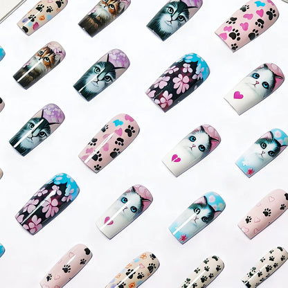 Artistic Cat-Themed Nail Art Acalora