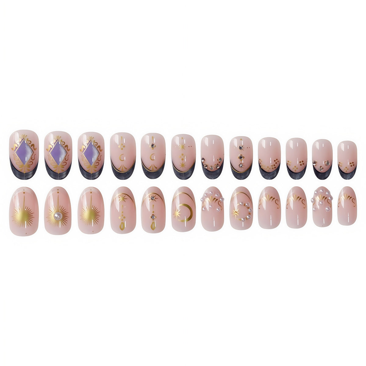 Celestial-Themed Press-On Nail Art Acalora