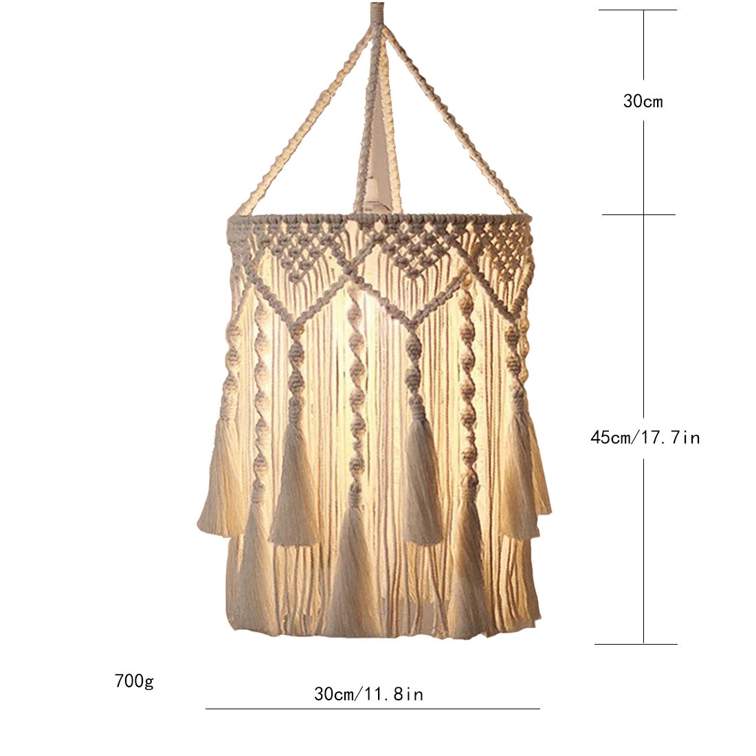 Macrame plant hanger with decorative fringes