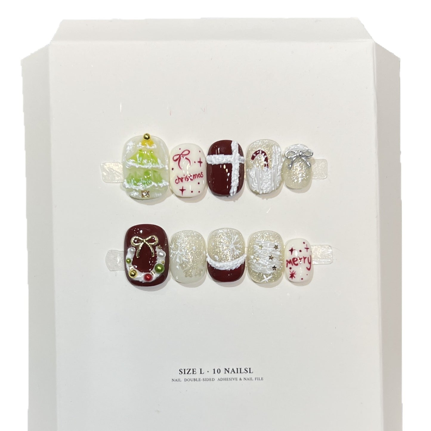Festive Holiday-Themed Press-On Nail Art Set Acalora