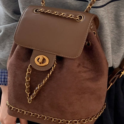 Stylish Suede Drawstring Backpack Acalora