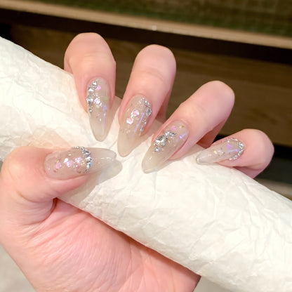 Glamorous Stiletto Press-On Nail Art Set with Floral and Glitter Details Acalora