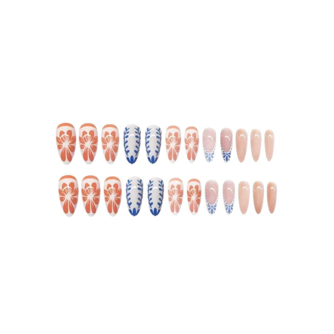 Floral Abstract Press-On Nail Set Acalora