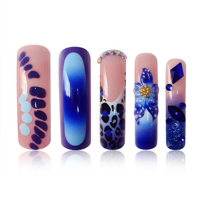 Decorative Press-On Nail Art with Floral and Leopard Designs Acalora