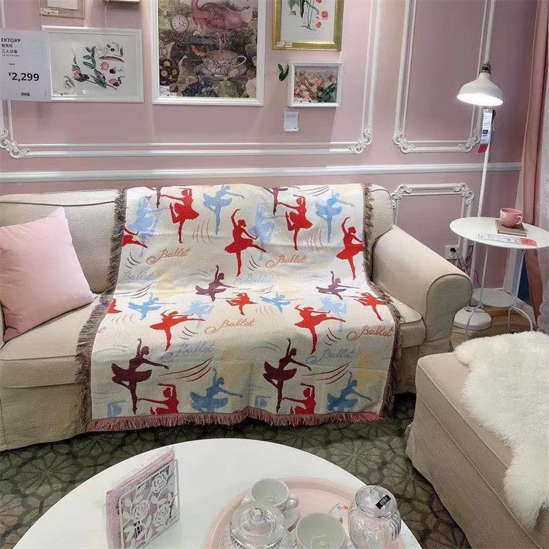 Artistic Ballet-Themed Sofa Throw Blanket