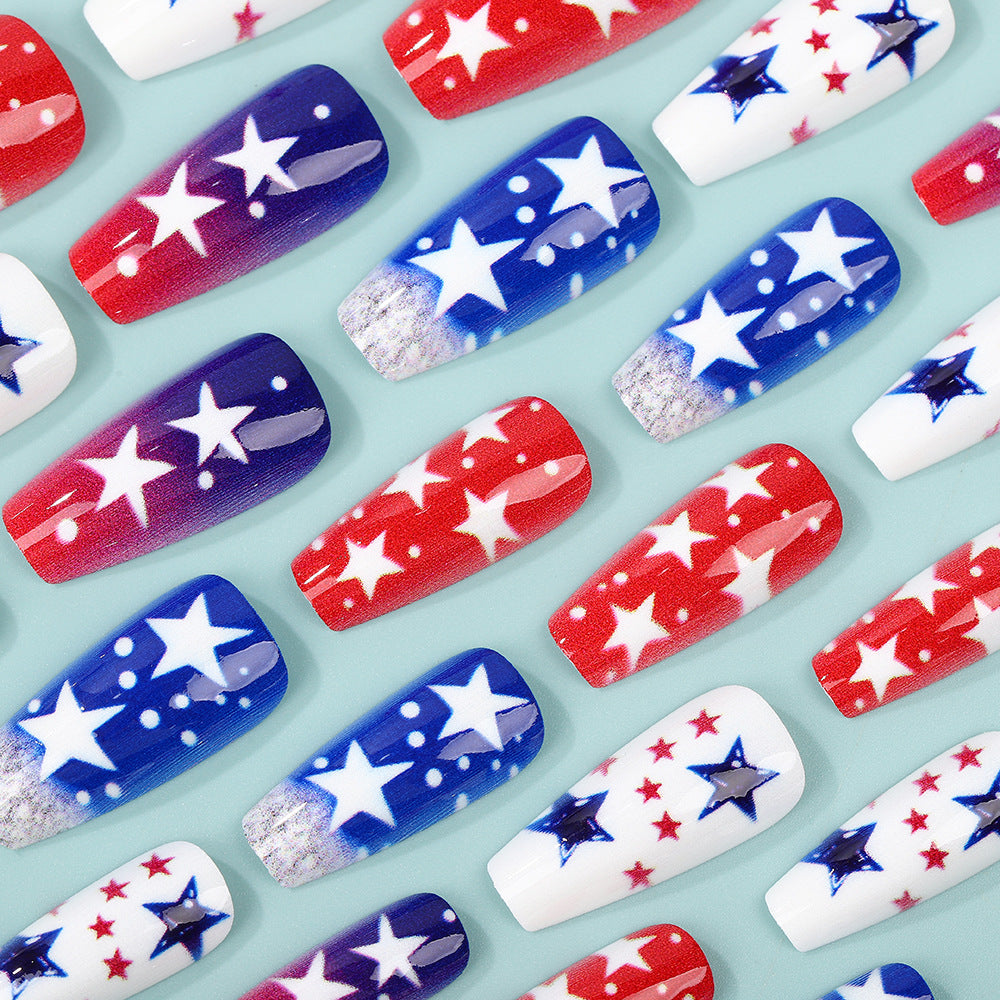 Artificial nails set with patriotic star designs Acalora