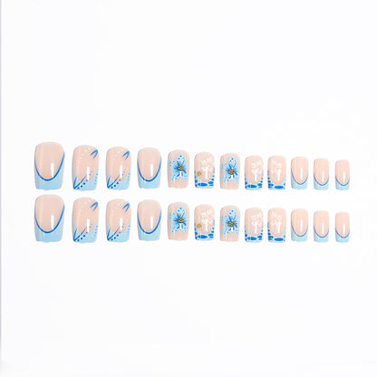 Acrylic nail set with exquisite floral and glitter accents Acalora