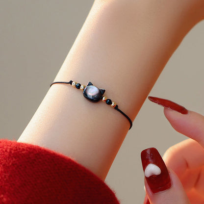 Adjustable Cat-Themed Charm Bracelet Acalora