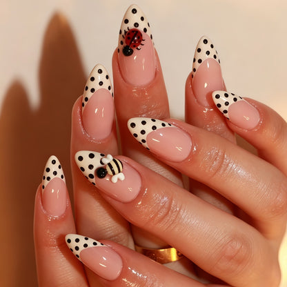Nail Art Set with playful insect designs and polka dots Acalora