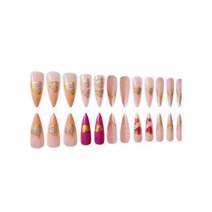 Heart-Shaped Decorative Press-On Nails Acalora