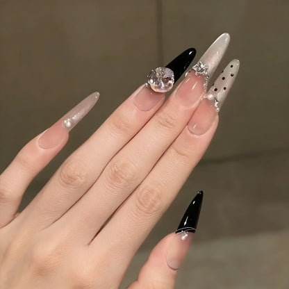 Artificial nail set with elegant glitter and 3D applications Acalora
