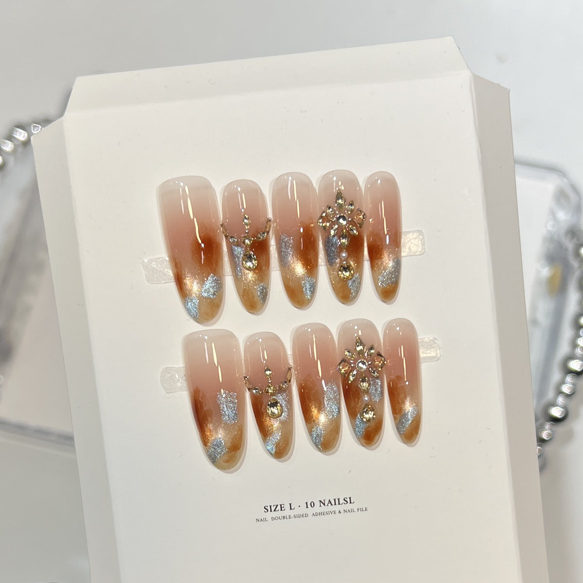 Decorative Stiletto Press-On Nail Set with Floral Designs Acalora