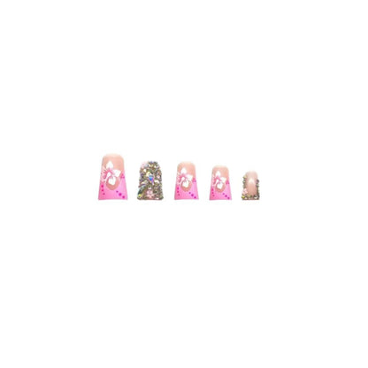 Decorative Floral Press-On Nails Set with 3D Accents Acalora