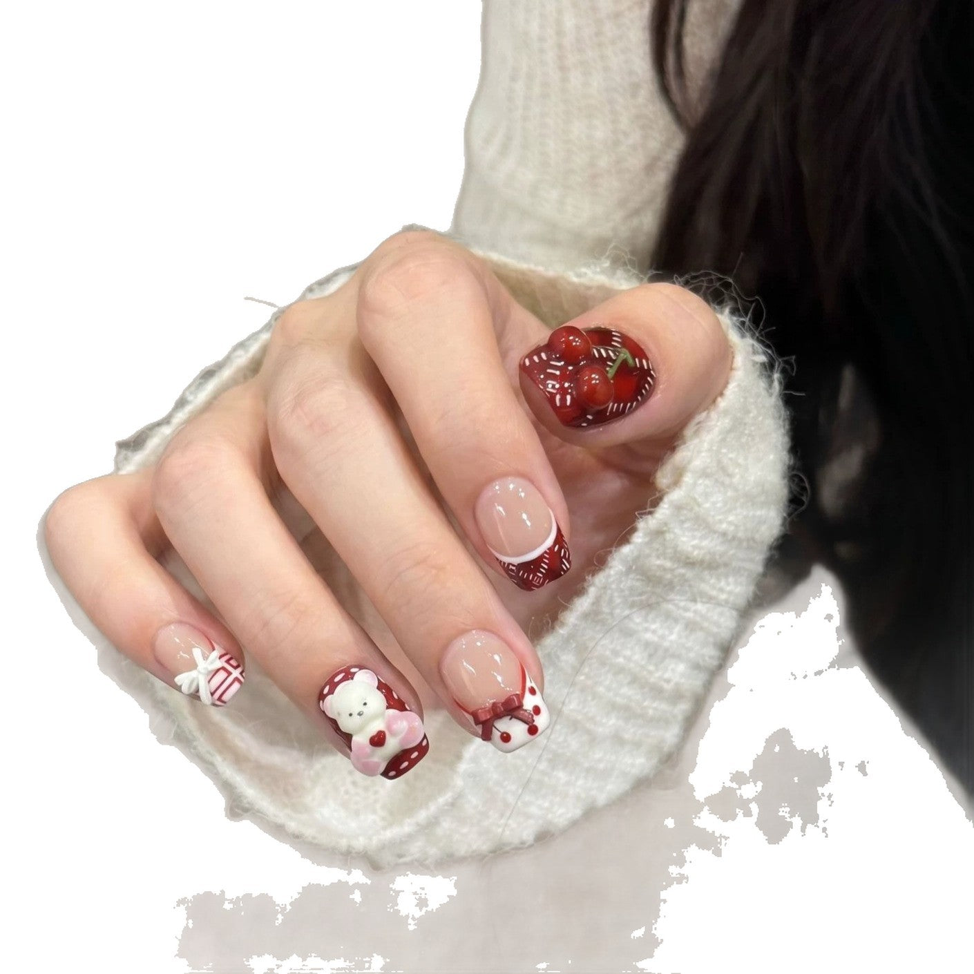 Whimsical Dessert-Themed Press-On Nail Art Set Acalora
