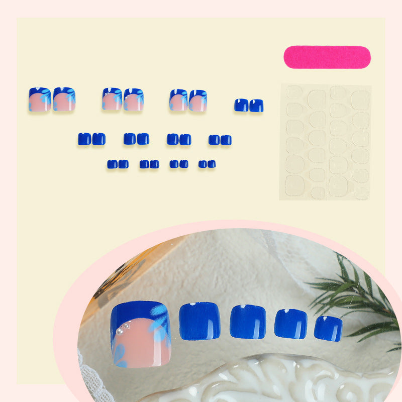 Decorative Press-On Nail Art Set with Tropical Floral Design Acalora