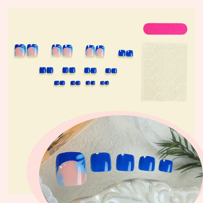 Decorative Press-On Nail Art Set with Tropical Floral Design Acalora