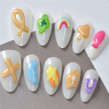 Artistic Cartoon-Themed Press-On Nail Art Set Acalora