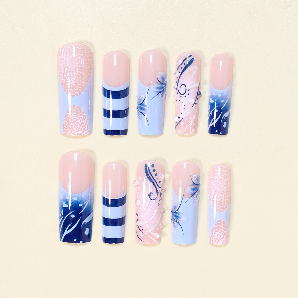 Artistic Nail Design Set with Ocean-Inspired Accents Acalora