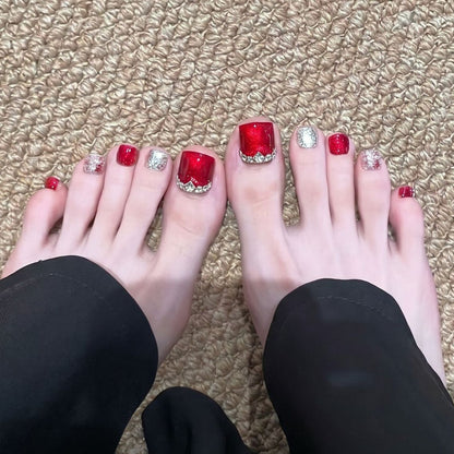 Glamorous Press-On Nail Set with Sparkling Rhinestone Accents Acalora