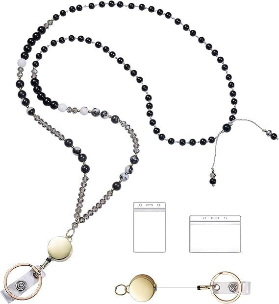 Beaded Eyewear Lanyard with Retractable Clip Acalora