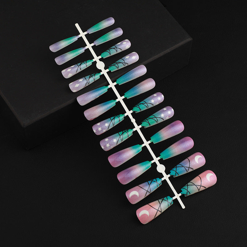 Artificial nails with star and moon design Acalora