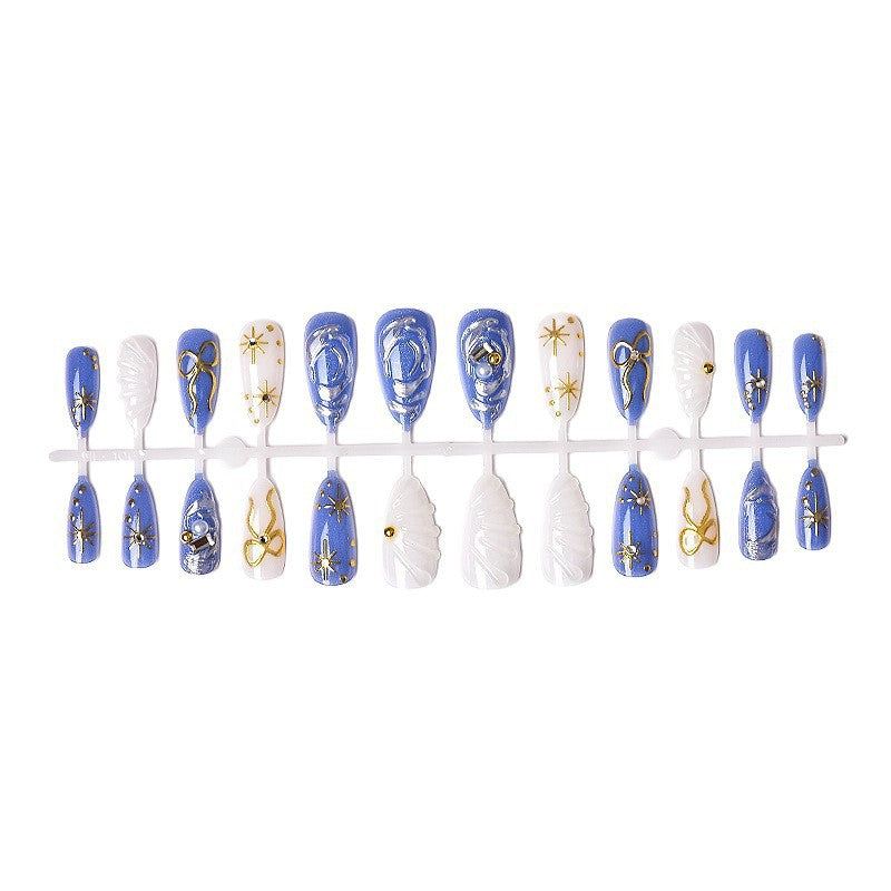 Acrylic nail set with glamorous golden accents Acalora