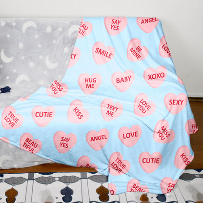 Heart Pattern Fleece Throw Blanket