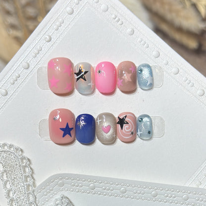 Decorative Nail Art Set with Star and Heart Accents Acalora