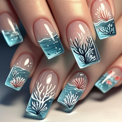 Ocean-Inspired Artistic Nail Art Acalora