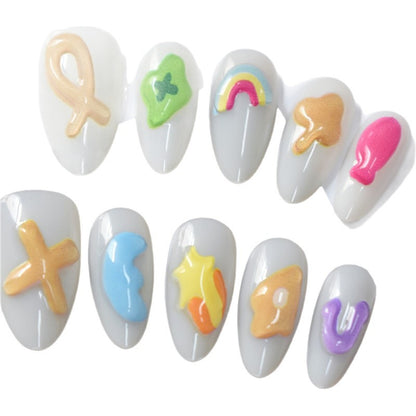 Artistic Cartoon-Themed Press-On Nail Art Set Acalora